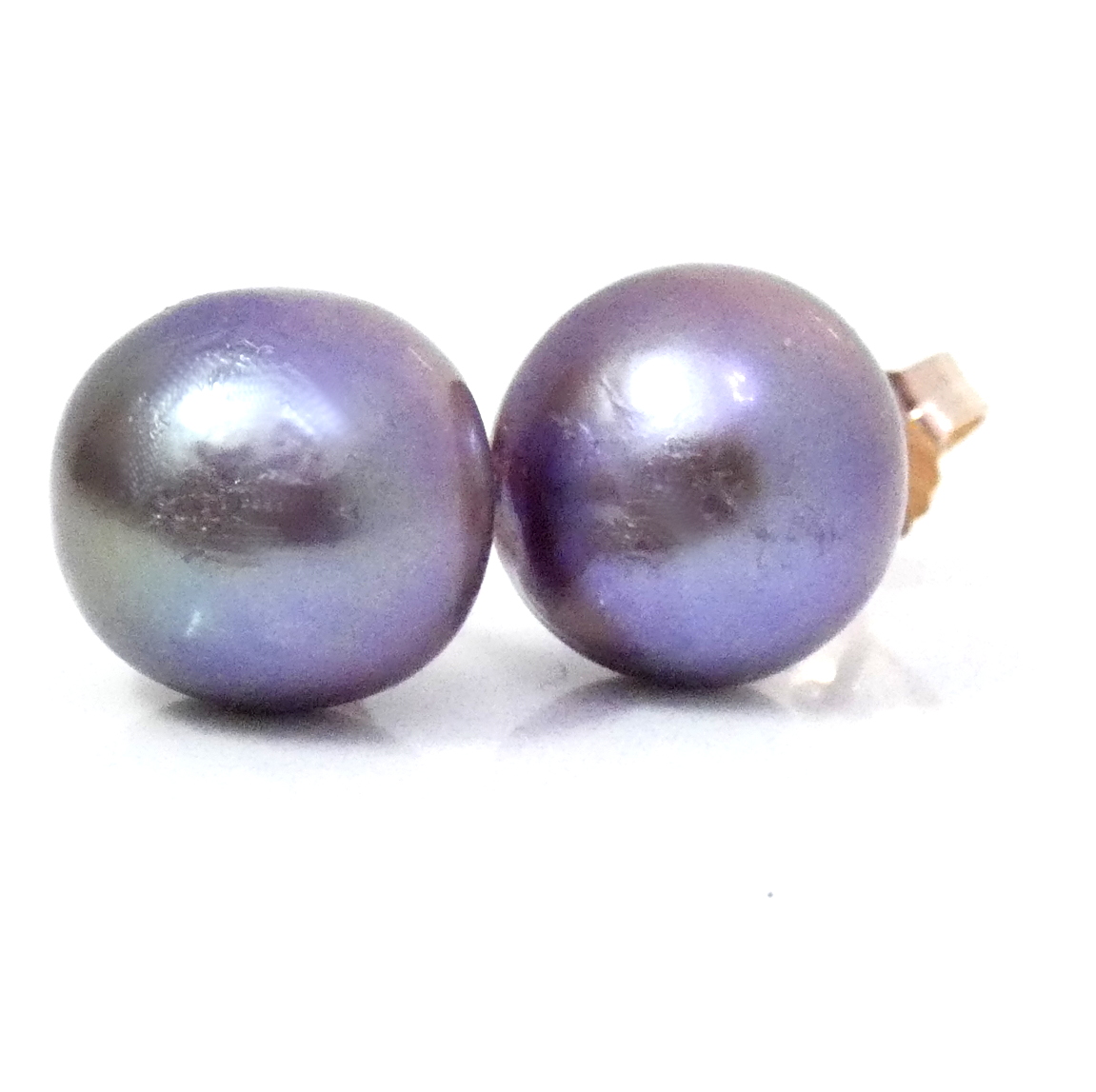 Purple Edison 13.5mm Pearl Stud Earrings